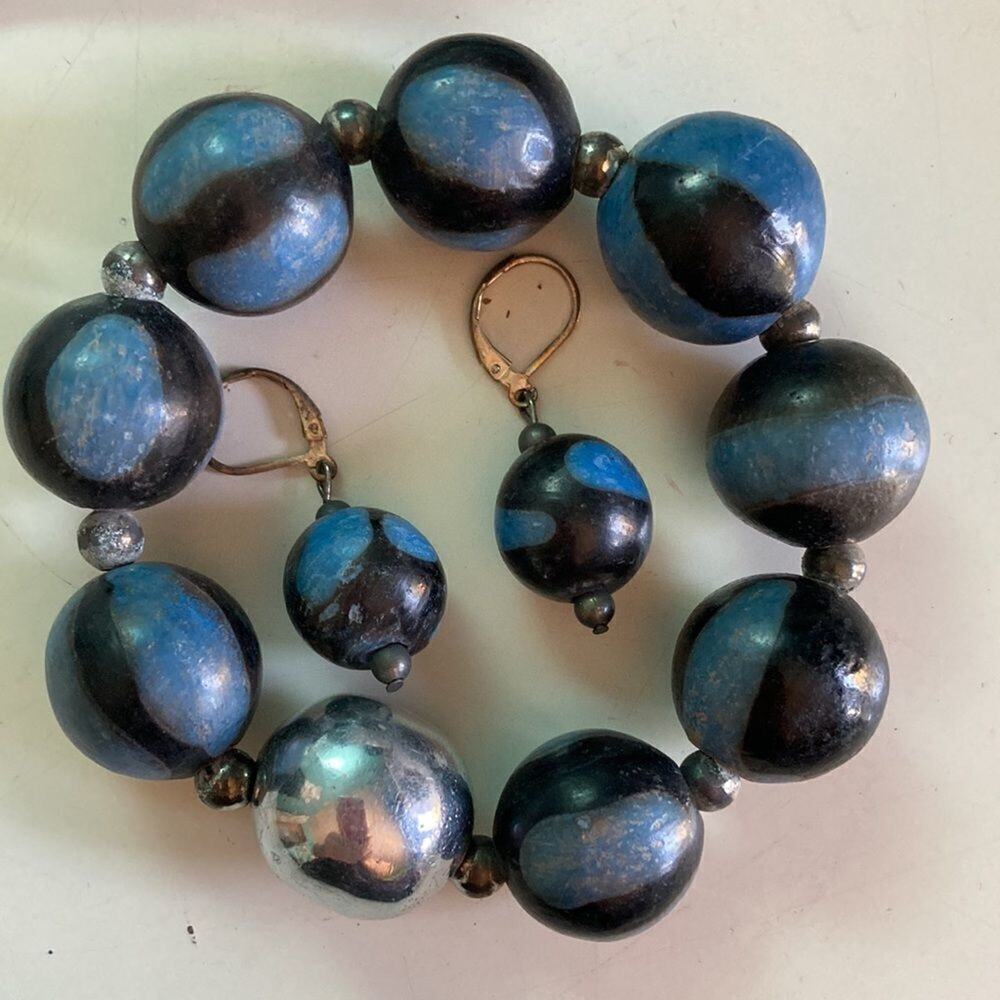 Handmade Ceramic Earrings & Bracelet